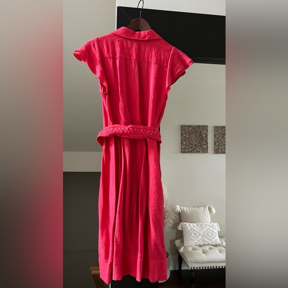 BCBG Linen Belted Shirt Dress Size 2 - Picture 3 of 6